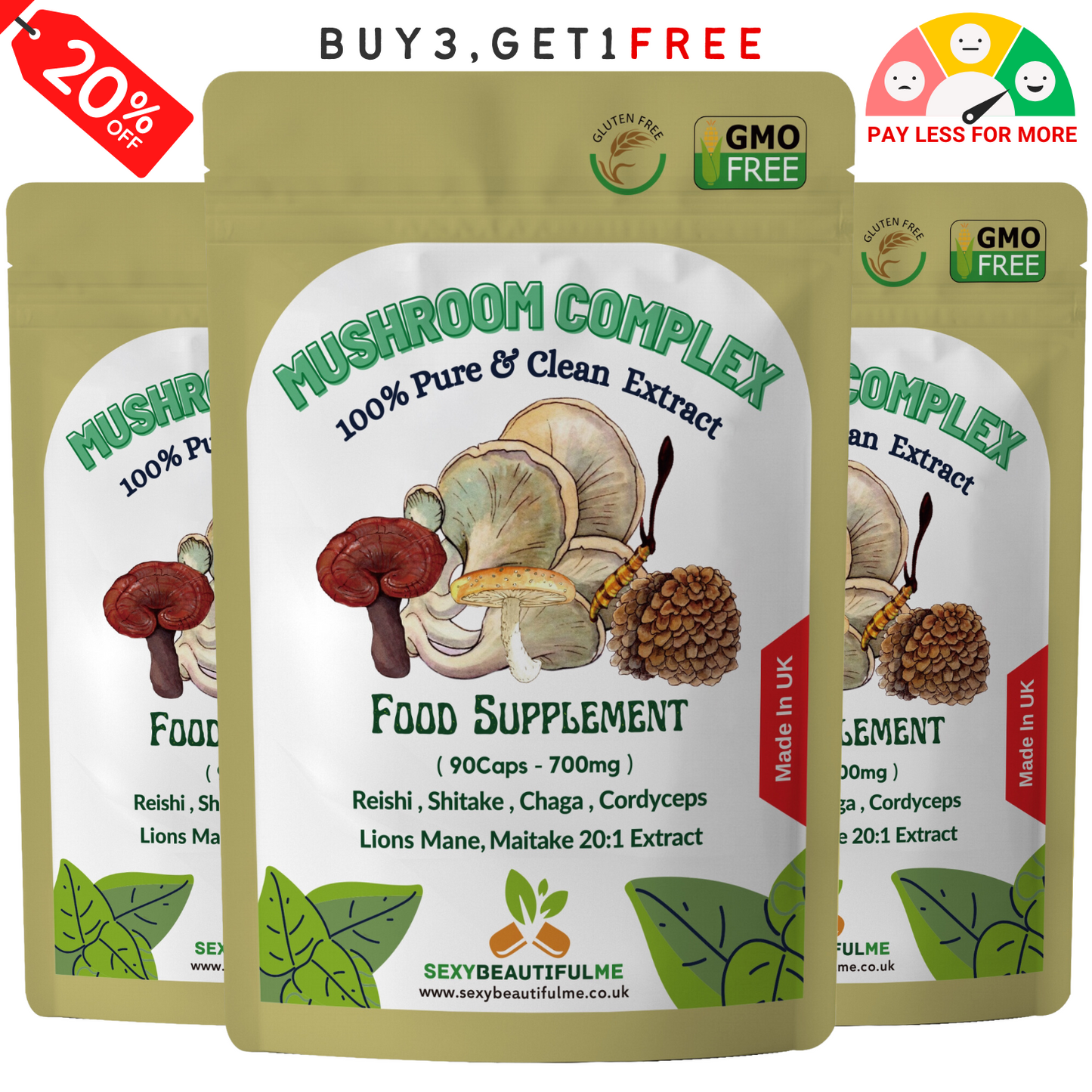 Mushroom Complex 14,000mg | Lion’s Mane, Reishi, Chaga, Cordyceps & Maitake