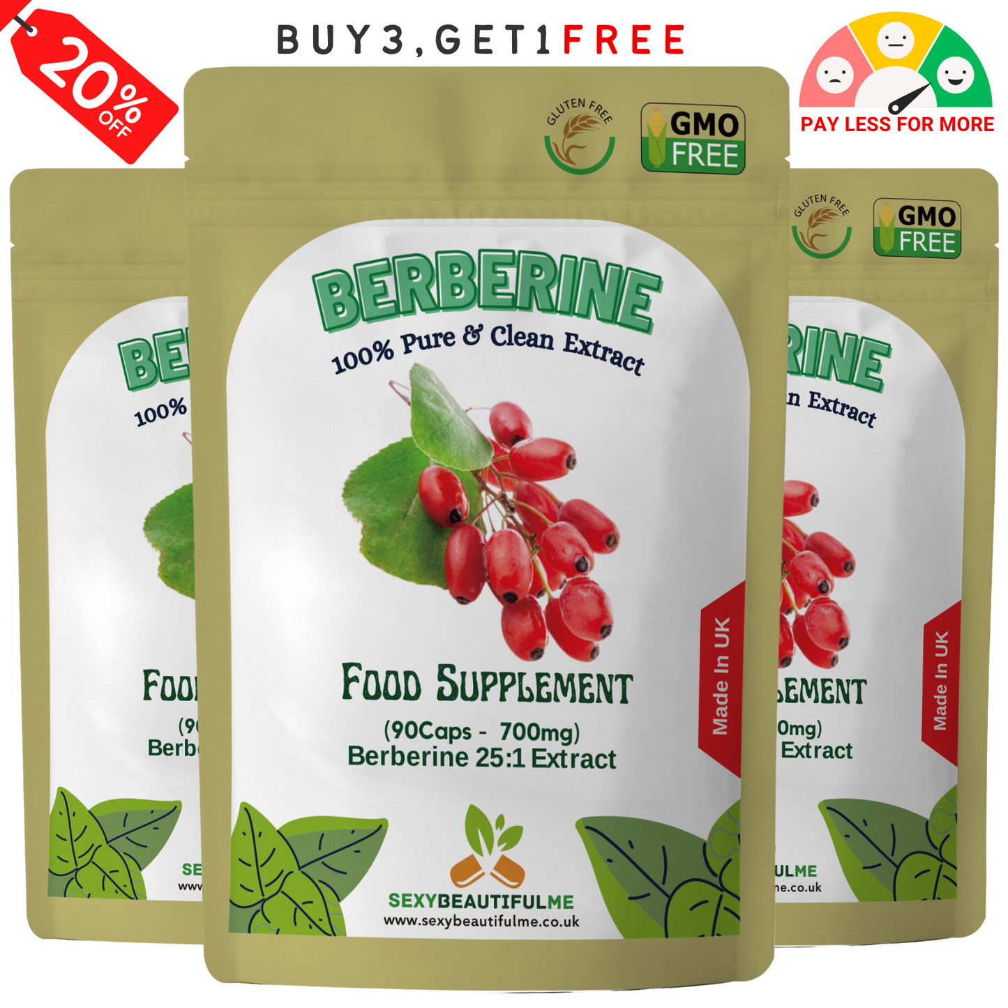 Berberine Extract 17,500mg Capsules-Heart Health,Weight Loss, Blood Sugar Health
