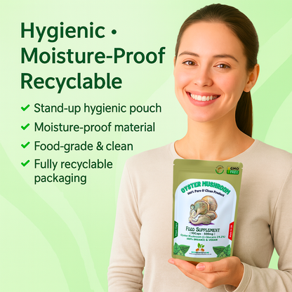 Oyster Mushroom Capsules 500mg–24.2% β-Glucans–Vegan Heart & Cholesterol Support