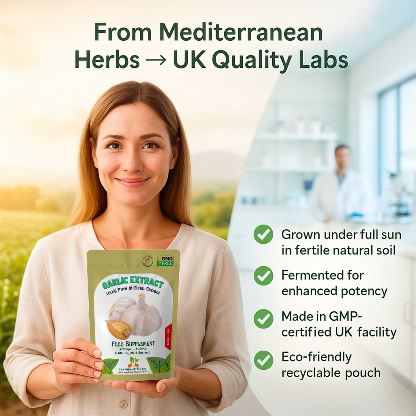 GARLIC Capsules 12,000mg-Super Strong Fermented Garlic Extract-Immune Support