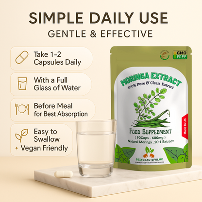 Natural Moringa Capsules 12000mg/Caps- 100% Natural & Strong, Vegan Capsule