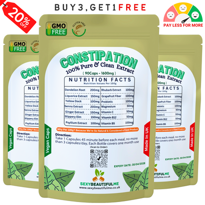 Constipation Support Caps 1600mg- Constipation Relief, Stimulate Bowel-Vegan