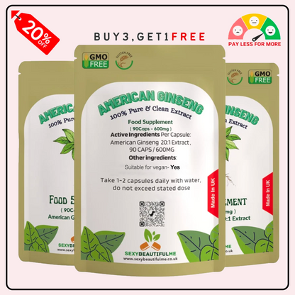 American Ginseng 12,000mg – High Strength Natural Veg Capsules, Best Value