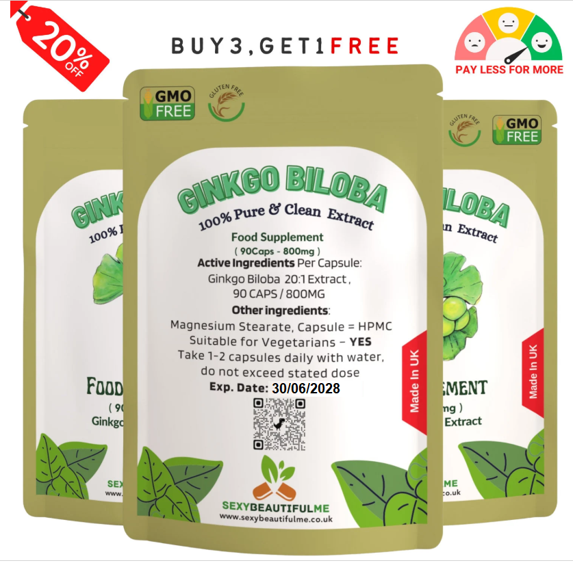 Ginkgo Biloba Capsules 16,000mg Vegan Natural Strong & Effective, Memory Support