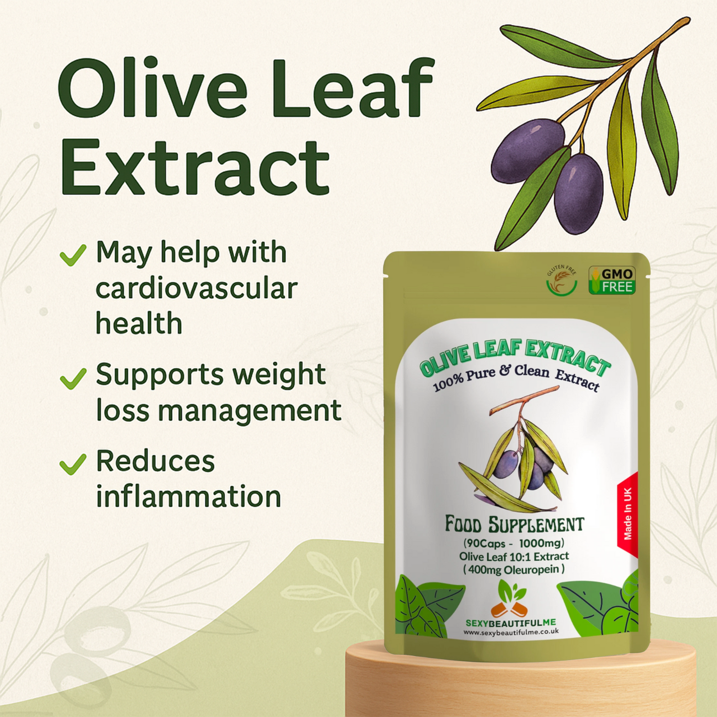 Olive Leaf Extract Capsules 10000mg(400mg Oleuropein)-Weight Control & Immunity