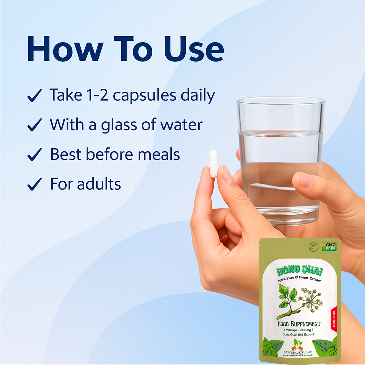 Dong Quai Extract Capsules 6000 mg Equivalent–High Strength 10:1-Vegan & Natural