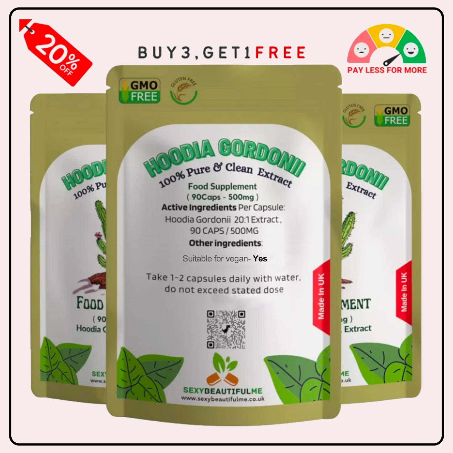 Hoodia Gordonii Extract Capsules 10000mg  Weight Loss  & Appetite Suppressor