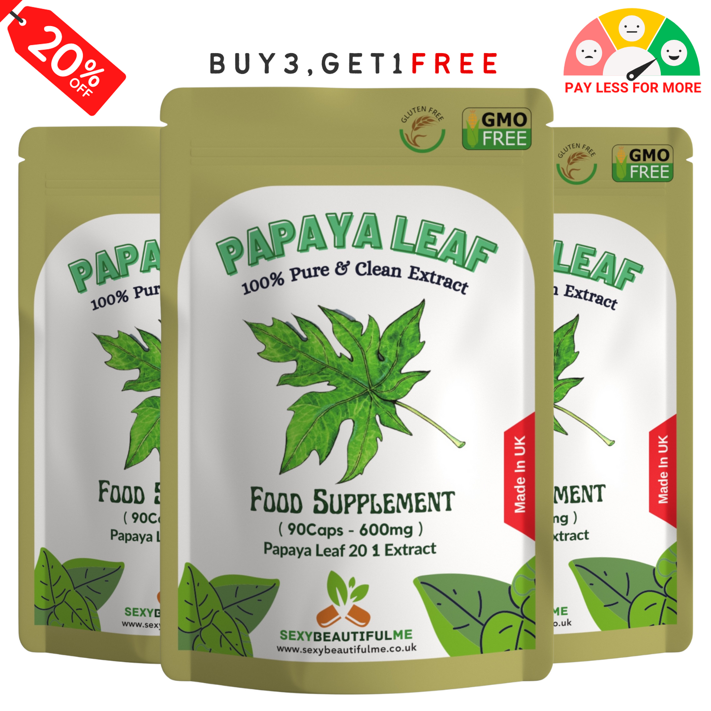 Papaya Leaf Extract Capsules 12000mg-Blood health & Blood Sugar Health-Veg Caps