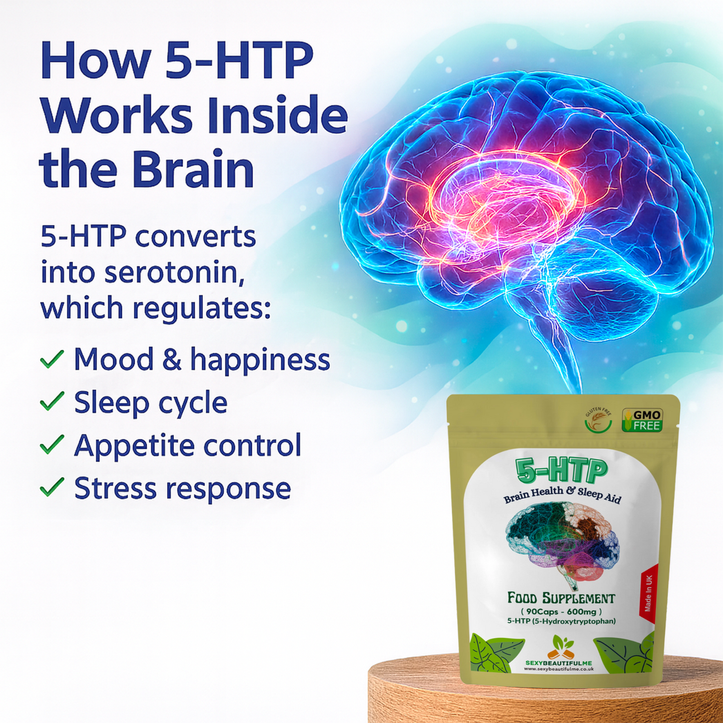 5-HTP 600mg Capsules–High Strength Griffonia Seed–Mood, Serotonin, Sleep &Stress