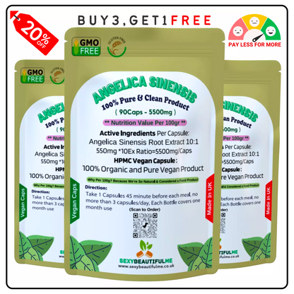 Angelica Sinensis 5500mg Capsule- Dong Quai - PMS Relief, Estrogen Balance-VEGAN