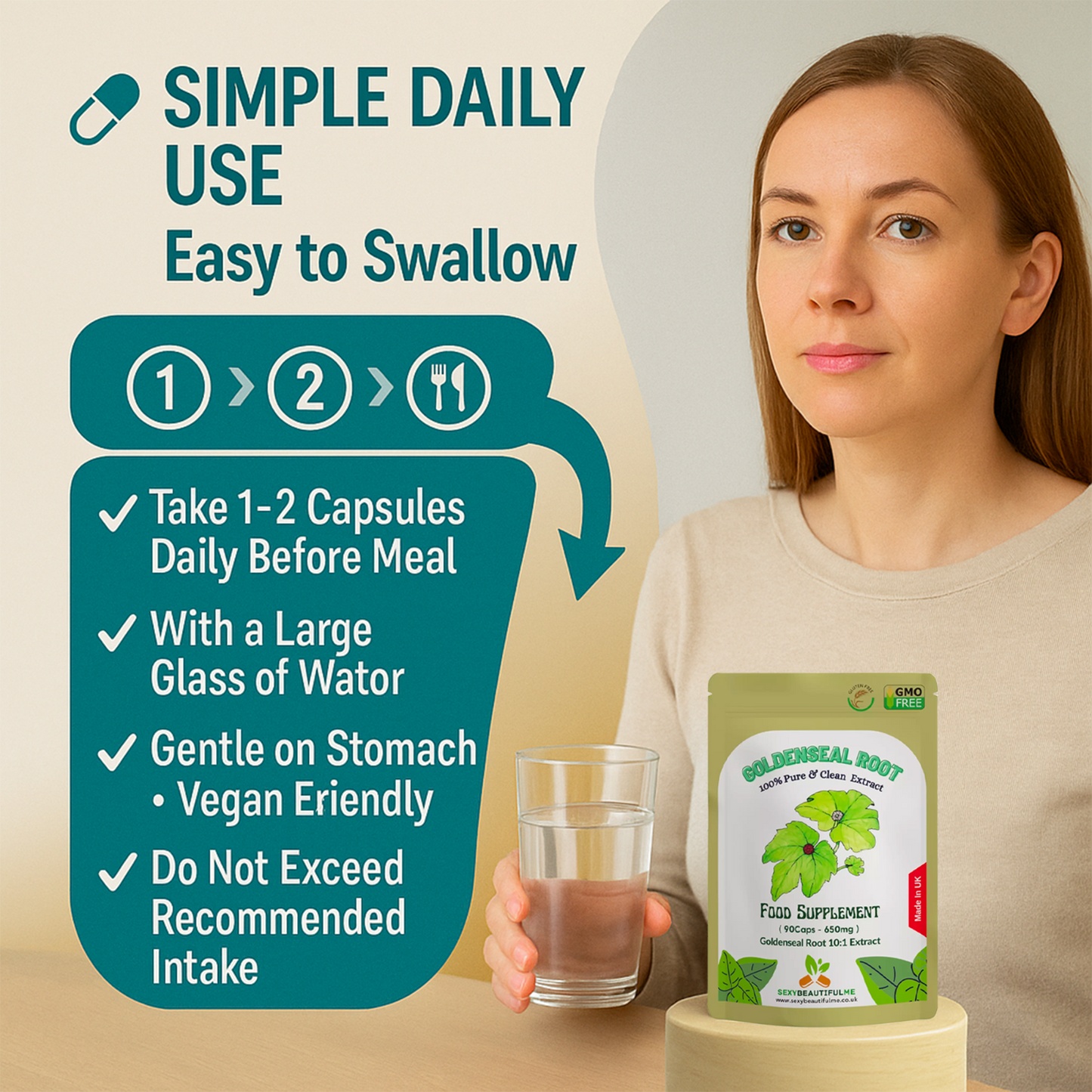 Goldenseal Root Capsules, 6500mg 10:1 Extract Supports Anti-inflammatory Health