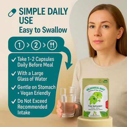 Goldenseal Root Capsules, 6500mg 10:1 Extract Supports Anti-inflammatory Health