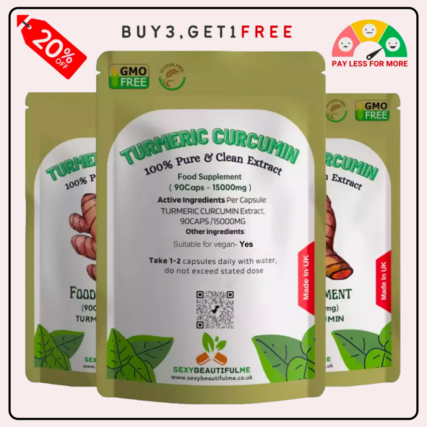 '' Turmeric Curcumin+BioPerine '' Capsule-15000mg-Joint Health & Immune Support