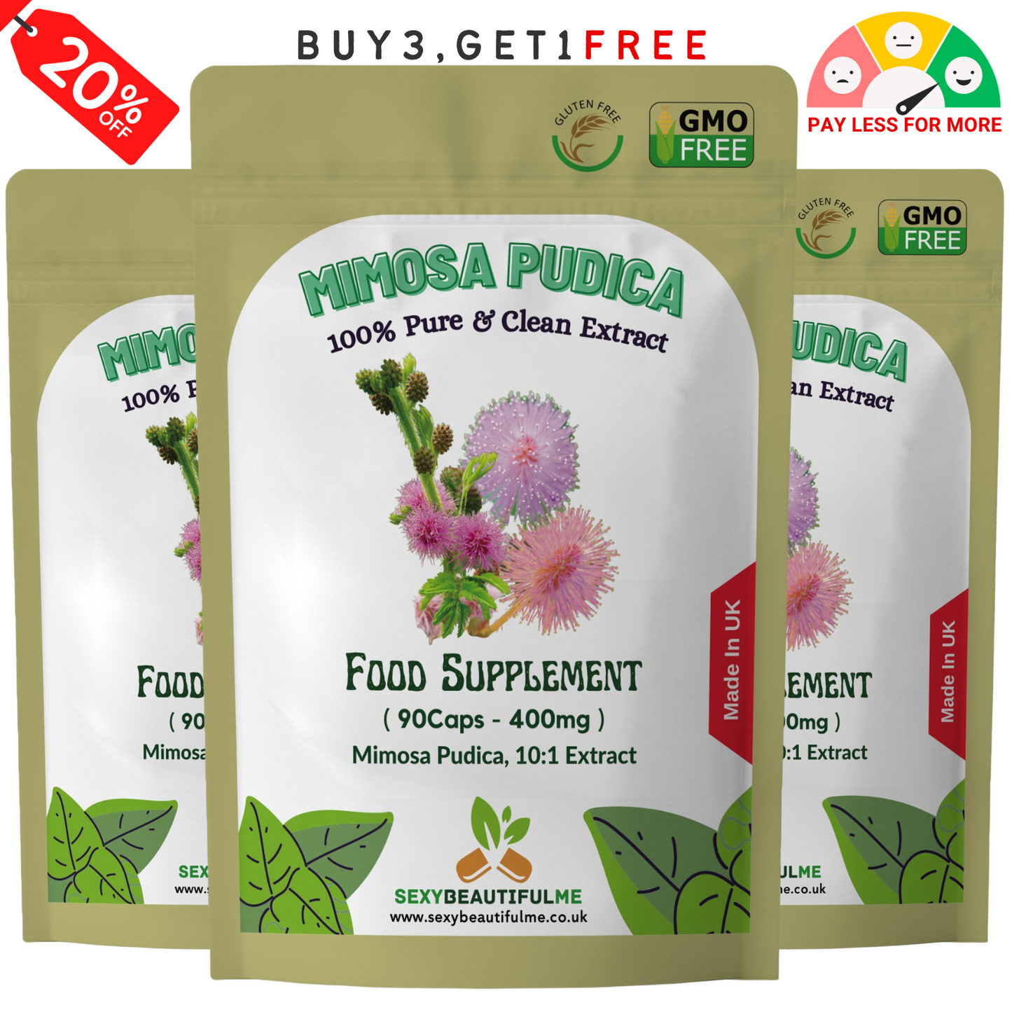 Mimosa Pudica Seed Caps 4000mg (400mg 10:1 Extract) – Gut Health & Natural Detox