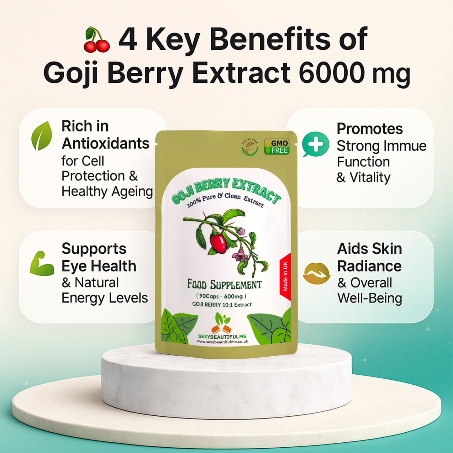 Goji Berry Extract 6000mg Vegan Capsules Genuine Natural Supplement Antioxidant