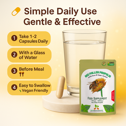 Bee Pollen Propolis Capsules 1000mg-Anti-Inflammatory, Antioxidant, Boost Energy