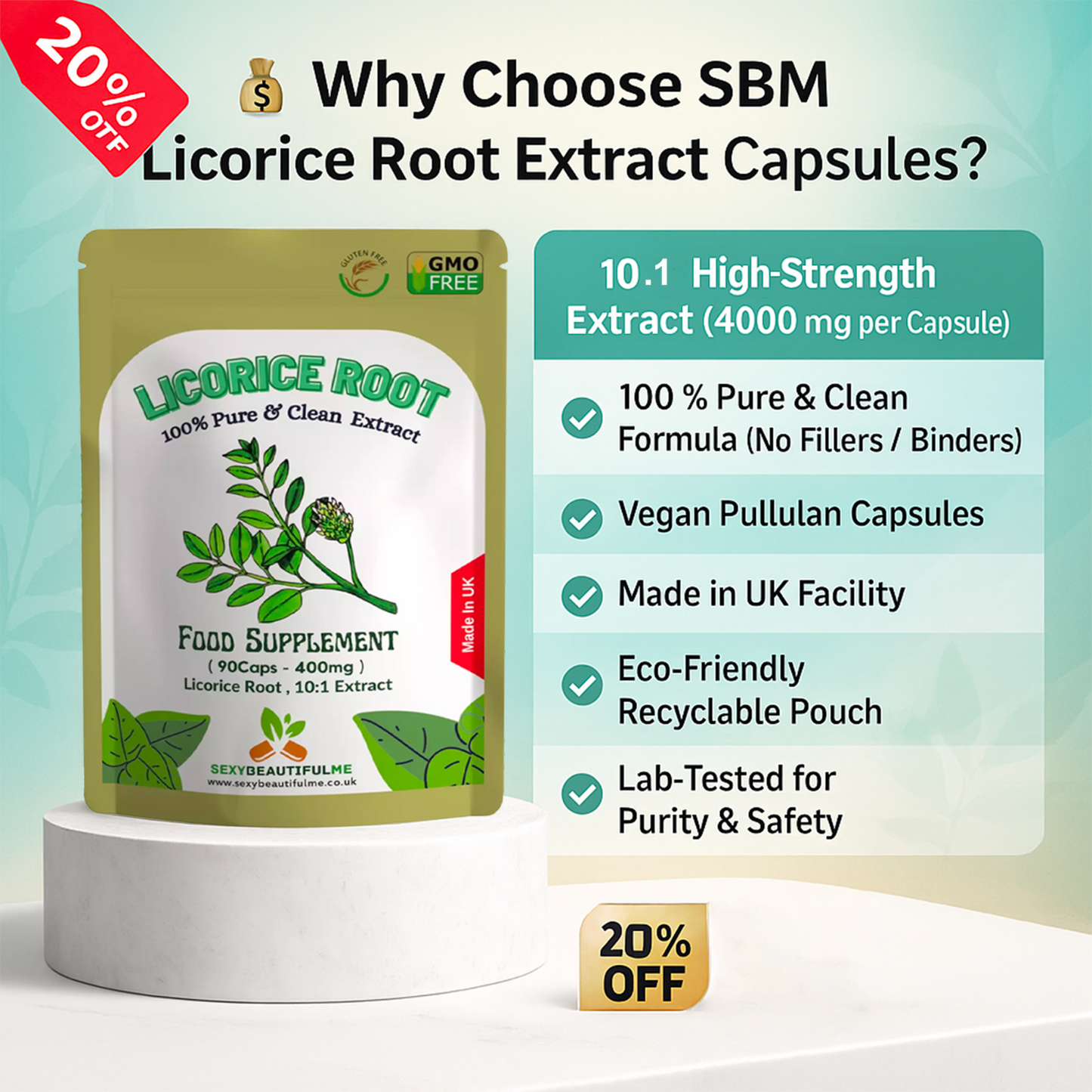 Licorice Root Extract Capsules 4000mg-Vegan capsules - Digestion System Support