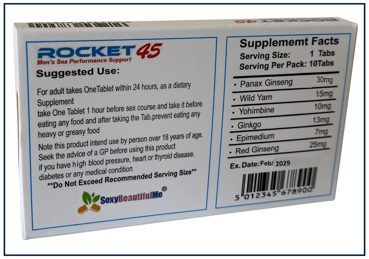 ‘ROCKET45’ Sex Caps/Pills/Tabs For Men-Harder,Stronger & Longer Pleasure-10Pills