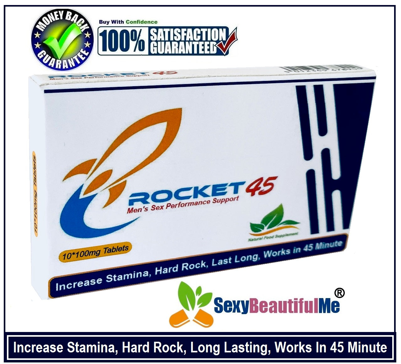 ‘ROCKET45’ Sex Caps/Pills/Tabs For Men-Harder,Stronger & Longer Pleasure-10Pills