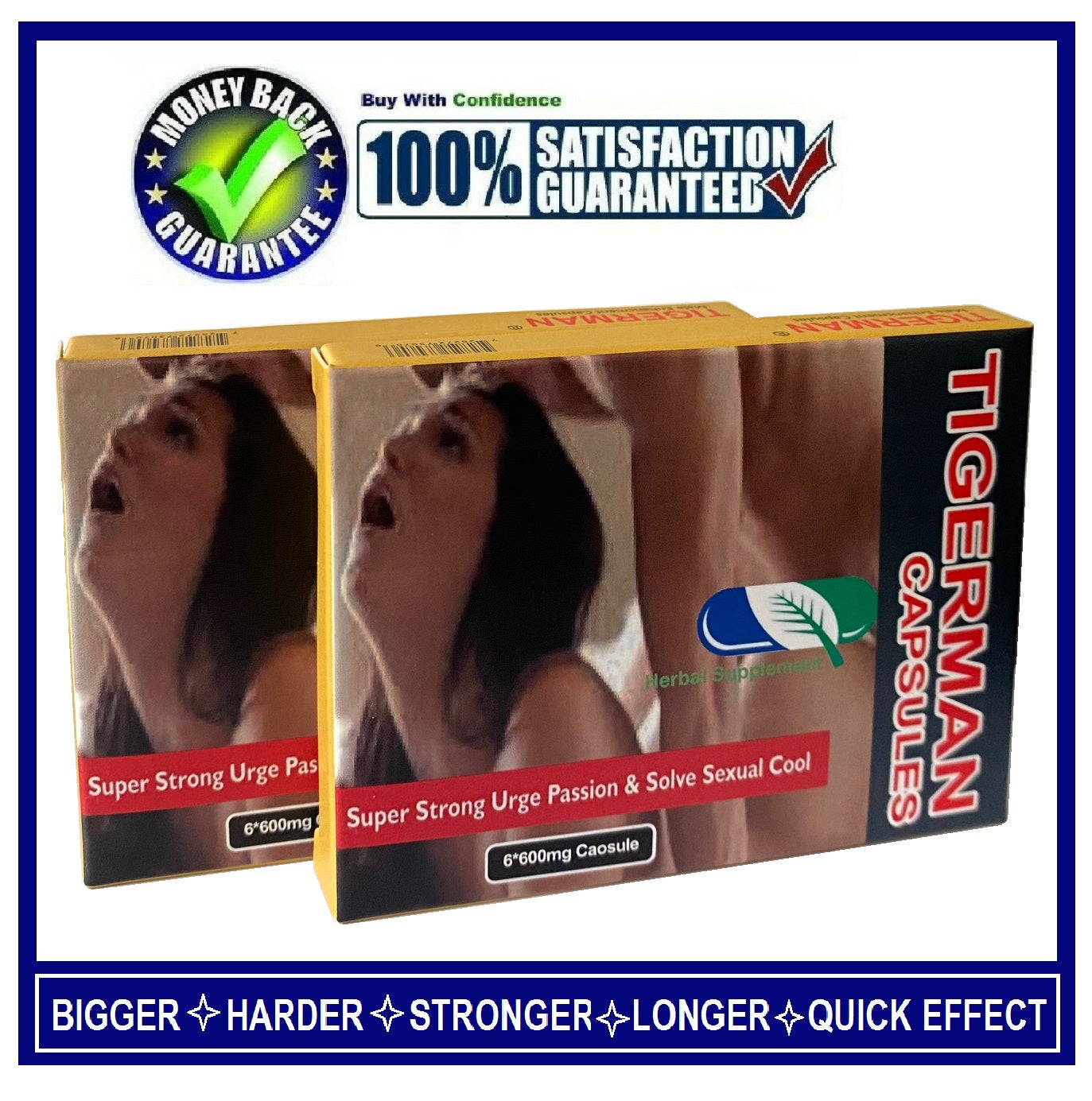 2BOXES OF ” TIGERMAN ” SEX CAPSULES / SEX PILLS FOR MEN-HARDER, BIGGER&LONGER PLEASURE(12 CAPSULES)