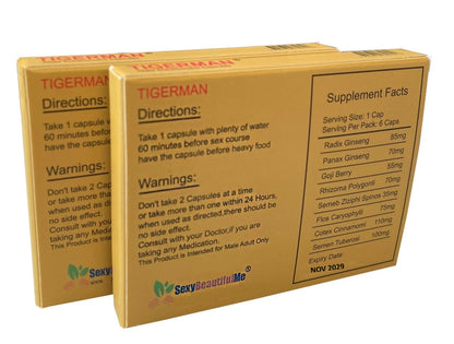 2BOXES OF ” TIGERMAN ” SEX CAPSULES / SEX PILLS FOR MEN-HARDER, BIGGER&LONGER PLEASURE(12 CAPSULES)