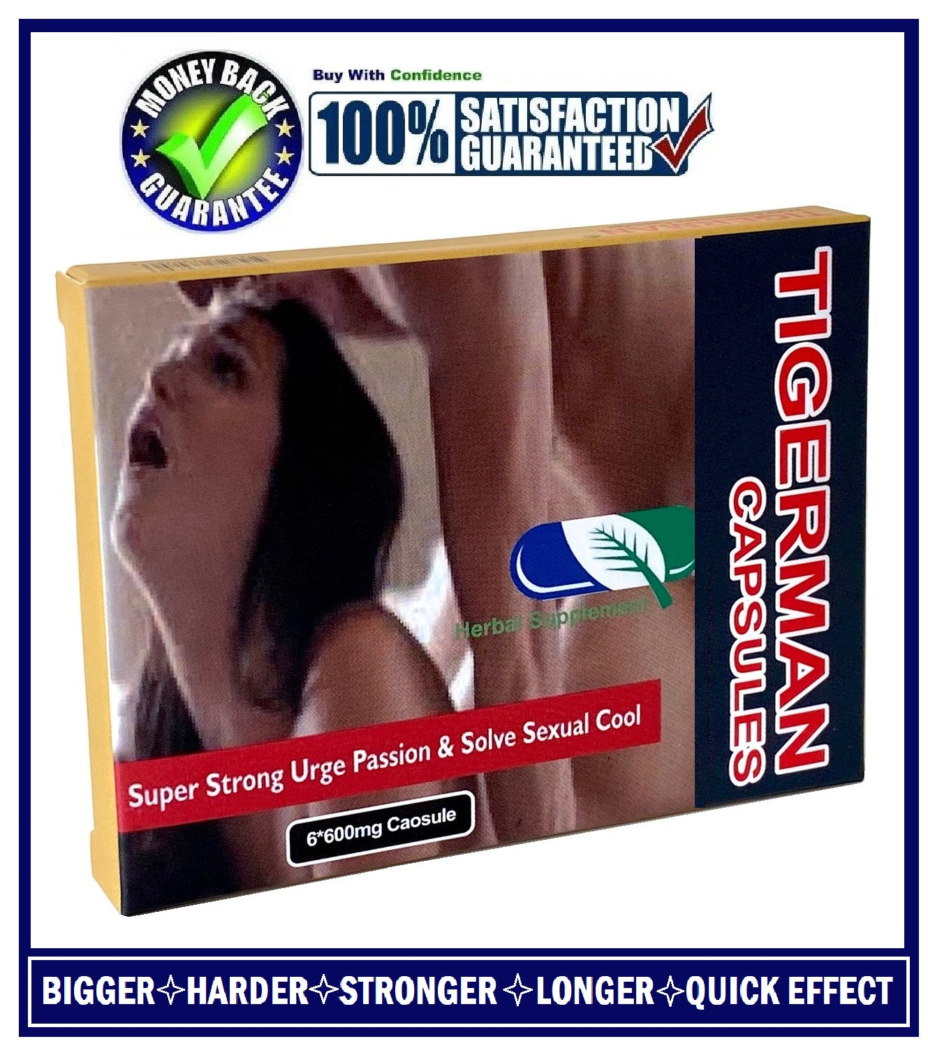 TIGERMAN SEX CAPSULES / PILLS FOR MEN-HARDER, BIGGER&LONGER PLEASURE(6 CAPSULES)