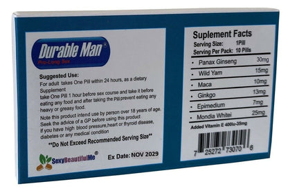 DurableMan Sex CAPS/ PILLS/TABS FOR MEN-Very Long Lasting Pills for Men & Harder,Bigger-10PILL