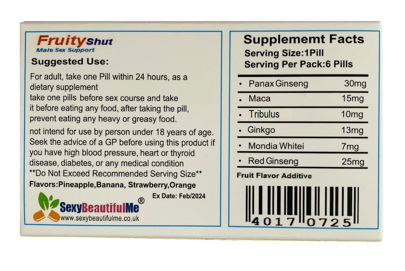 FruityShut Sex Caps/Pills/Tabs For Men-Harder,Stronger&Longer Pleasure-(6 Tabs)