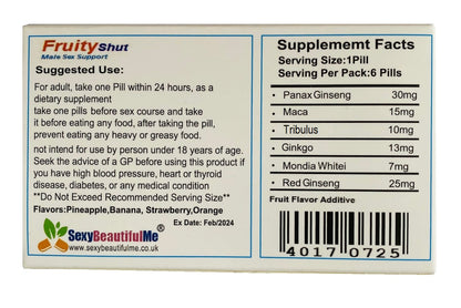 FruityShut Sex Caps/Pills/Tabs For Men-Harder,Stronger&Longer Pleasure-(6 Tabs)