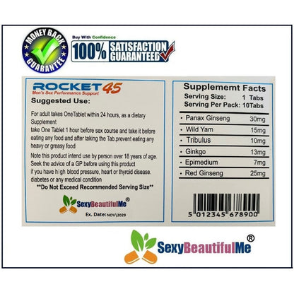 2Box OF ROCKET45 Sex Caps/Pills/Tabs For Men-Harder,Stronger,Longer Pleasure-20 Pills