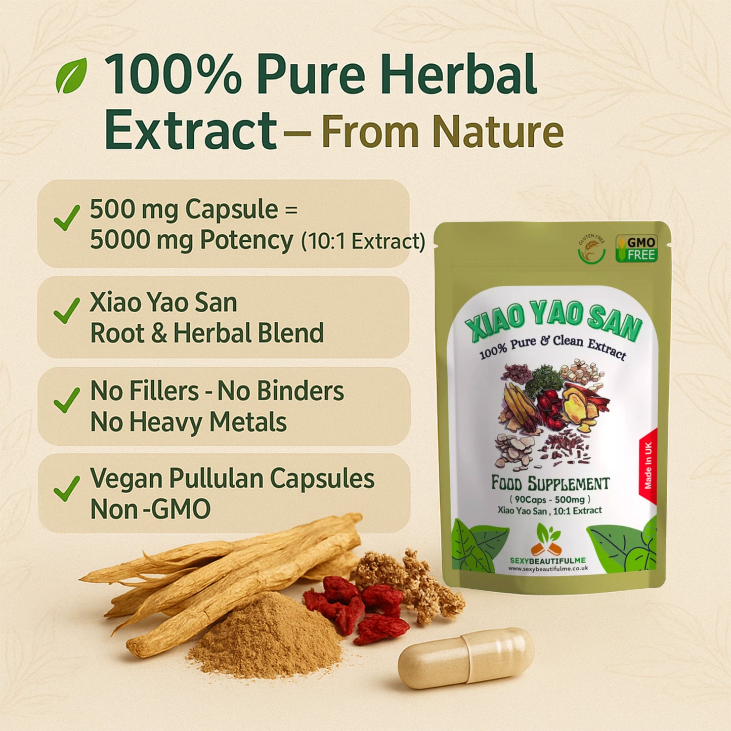 '' Xiao Yao San '' Extract Capsules 5000mg-Vegan-Stress Health &Digestion Health