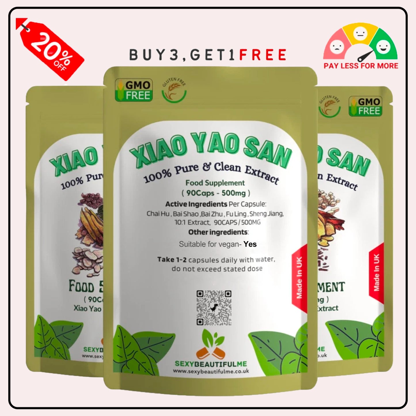 '' Xiao Yao San '' Extract Capsules 5000mg-Vegan-Stress Health &Digestion Health