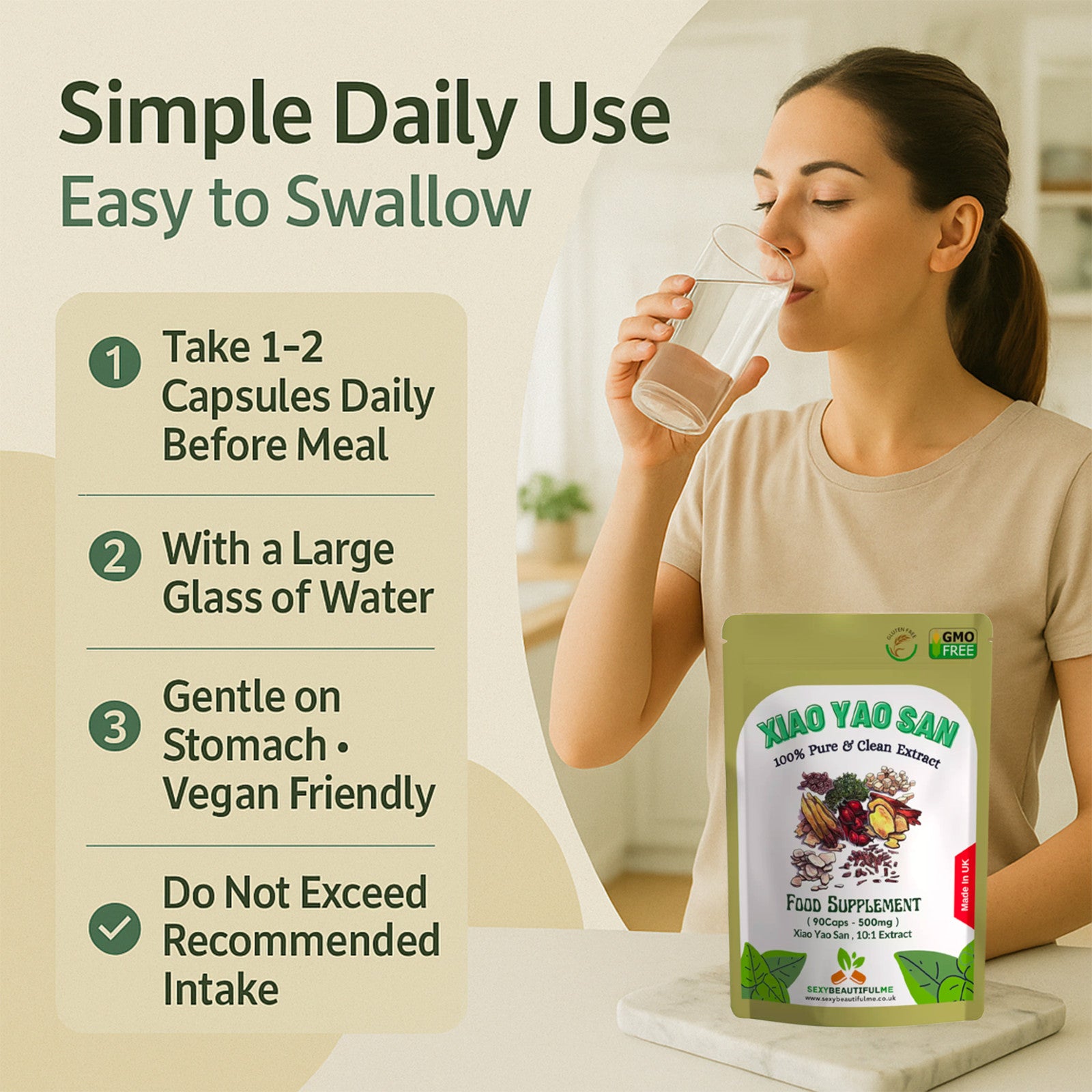 '' Xiao Yao San '' Extract Capsules 5000mg-Vegan-Stress Health &Digestion Health