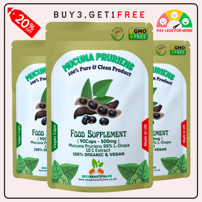 Mucuna Pruriens Capsules 500mg-( 99% L-Dopa )-Natural, Strong, Vegan Supplements