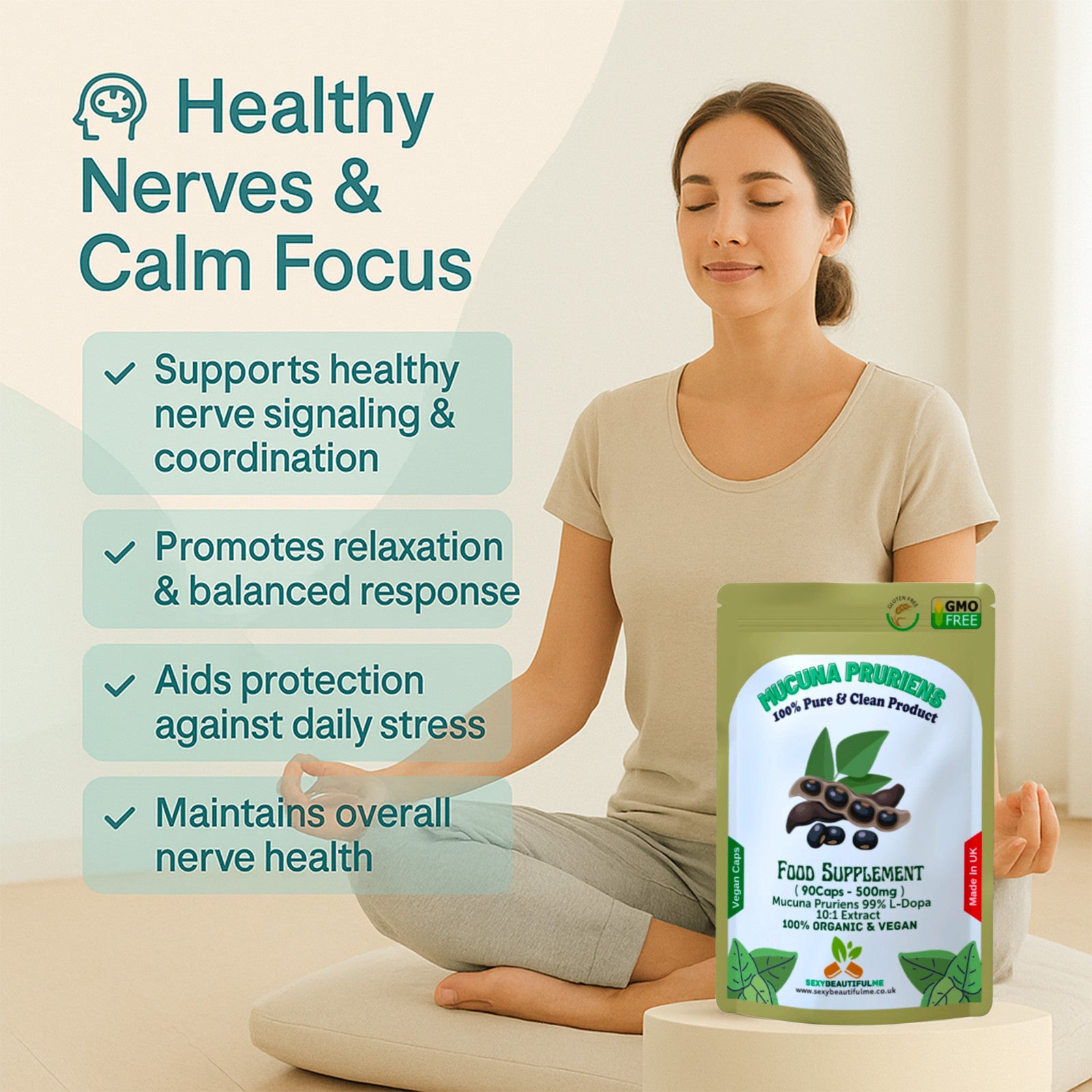 Mucuna Pruriens Capsules 500mg-( 99% L-Dopa )-Natural, Strong, Vegan Supplements